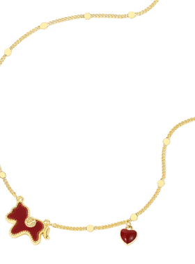 DODOGOGO新年红色爱心锁骨链