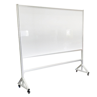 ABETOO定制加厚工厂车间生产管理看板可移动白板支架式公告展示栏带轮写字板安全生产工业铝型材双面磁性白板