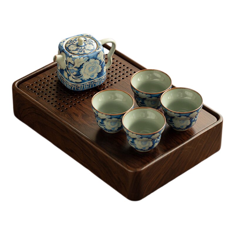 汝窑元青花四方壶一壶四杯
