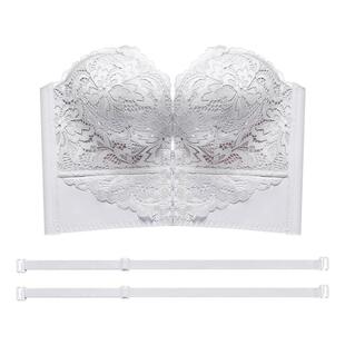 前扣无肩带内衣女防滑聚拢大胸显小抹胸夏季收副乳裹胸薄款防下垂