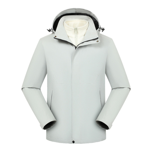 冬季三合一冲锋衣工作服定制印logo公司企业高端防水加绒棉服外套