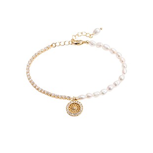 Name.s天然小米粒淡水珍珠罗盘手链小众设计女朋友生日礼物手饰品