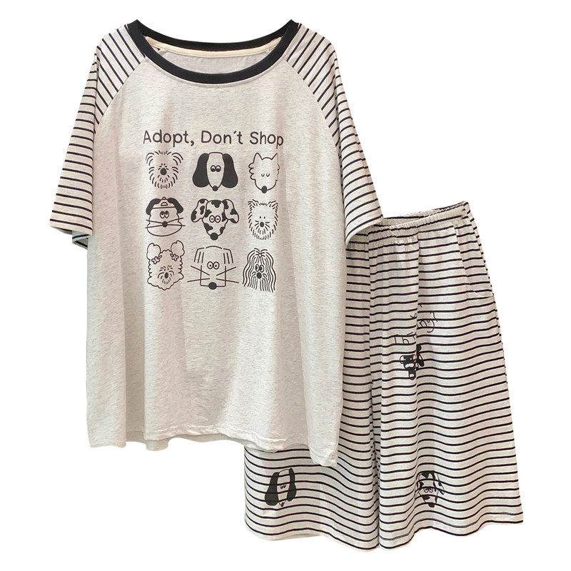 大码休闲可外穿家居服夏季短袖