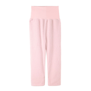 秋冬女士加厚加绒睡裤仿半边绒高腰护腹简约休闲外穿保暖大码长裤