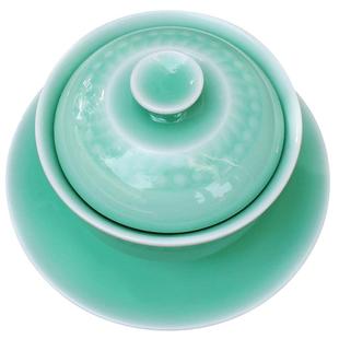 瓯江龙泉青瓷燕窝盅家用汤盅陶瓷炖盅蒸蛋盅甜点碗盅4.5寸月亮碟