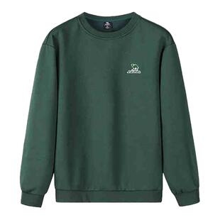 骆驼男装保暖秋冬新款加绒男女同款宽松长袖T恤上衣圆领套头卫衣