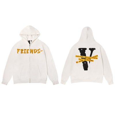 VLONE SS24 FRIENDS-立体胶logo印花 宽松拉链连帽卫衣 男女同款