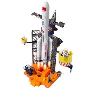 儿童火箭航天飞机玩具长征5号天宫空间站宇宙飞船月球车拼装模型