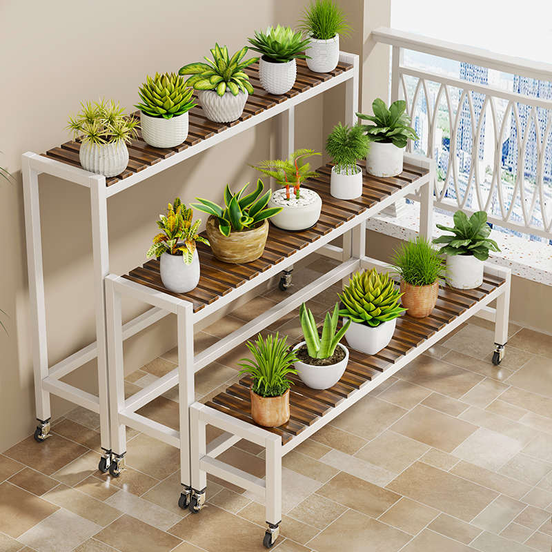 花架置物架可移动客厅落地式植物花架单层庭院带轮花架阳台置物架