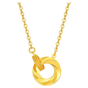 潮宏基至简足金项链黄金套链颈饰5G环环相扣高级感轻奢礼物计价