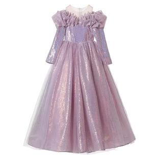 儿童礼服高级感公主裙生日长袖女孩主持人女童钢琴演出服走秀秋冬