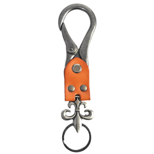 朋克创意男士头层牛皮钥匙扣复古植鞣皮汽车钥匙挂件嘻哈钥匙圈潮