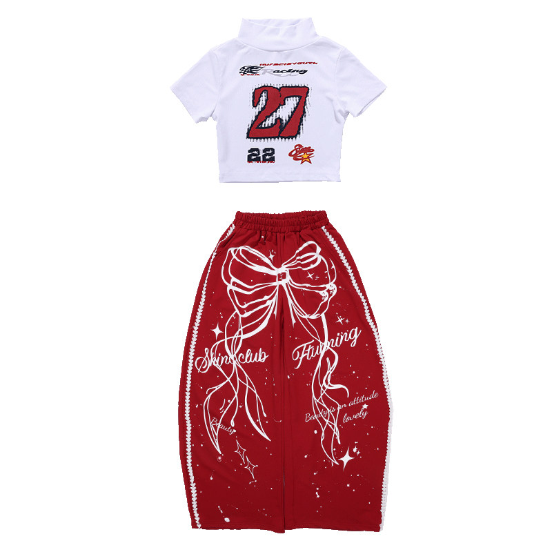 女童红色爵士舞演出服少儿jazz