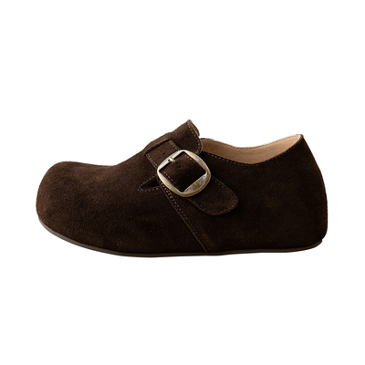 防水防污牛皮内增高5CM勃肯鞋女2026新款厚底小个子全包真皮单鞋