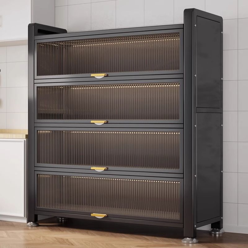 厨房置物架落地多层防尘收纳柜多功能碗柜边柜子储物柜家用餐橱柜