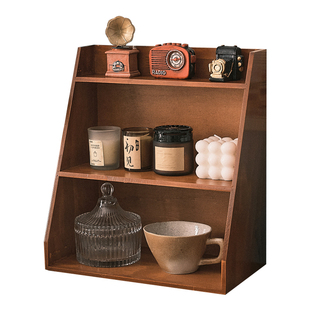 zakka马克杯木质收纳盒复古办公室客厅茶具水杯玻璃杯桌面置物架