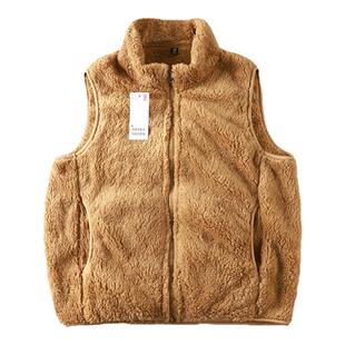 秋冬季2023年新款男女款加绒保暖长绒立领无袖马甲外搭日系复古款
