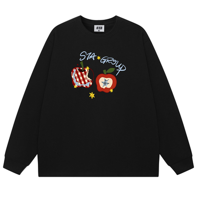 STA旗舰店美式潮牌重磅纯棉小众感设计长袖男女秋季情侣黑色卫衣