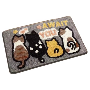 三只猫浴室吸水地垫家用卫生间门垫进门口地毯卧室厨房客厅防滑垫