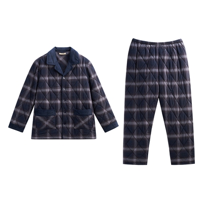 秋鹿纯棉三夹层加厚抗静电睡衣