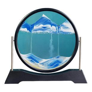 旋转3D流沙画摆件创意沙漏画金属柱生日礼物轻奢解压客厅办公桌面