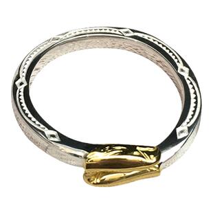 银创鹫见太郎18k金双鹰头戒指s925纯银情侣小对戒网红指环银饰