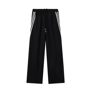 lemanism潮牌三条杠撞色运动卫裤男2024春秋直筒裤子情侣休闲长裤