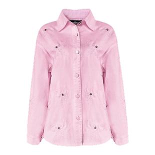 Aimme sparrow 25春夏钻石衬衫粉色白色上衣时尚休闲宽松衬衫女