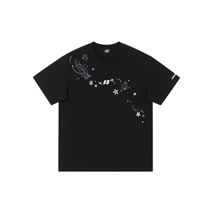 FORNINES设计感刺绣重磅纯棉短袖T恤男女情侣潮牌夏季半袖打底衫