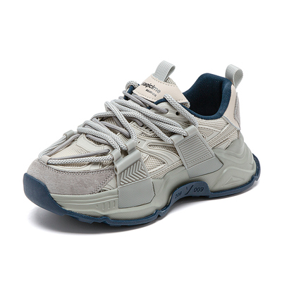 鸥椰灰色老爹鞋厚底加绒运动鞋