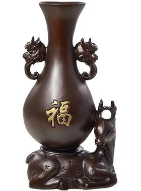 黑檀客厅花瓶实木仿古