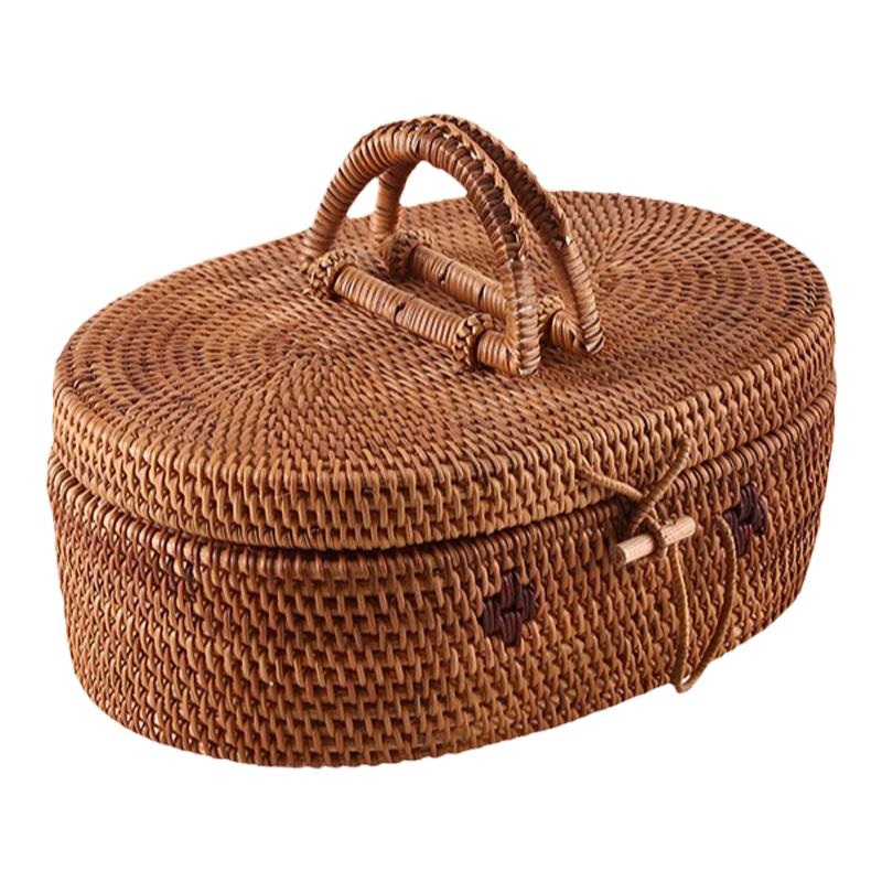 越南藤编提盒方形茶箱收纳整理箱