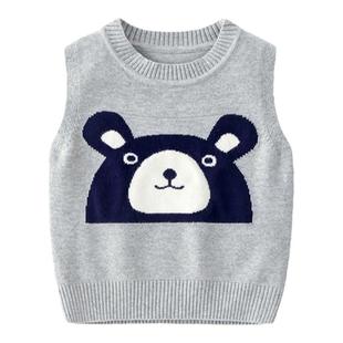 秋冬加绒婴儿马甲新生宝宝针织背心男宝洋气外穿坎肩马夹加厚冬款