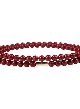 保真朱砂原石帝王紫金砂项链本命年女士颈链高含量红砂圆珠脖链