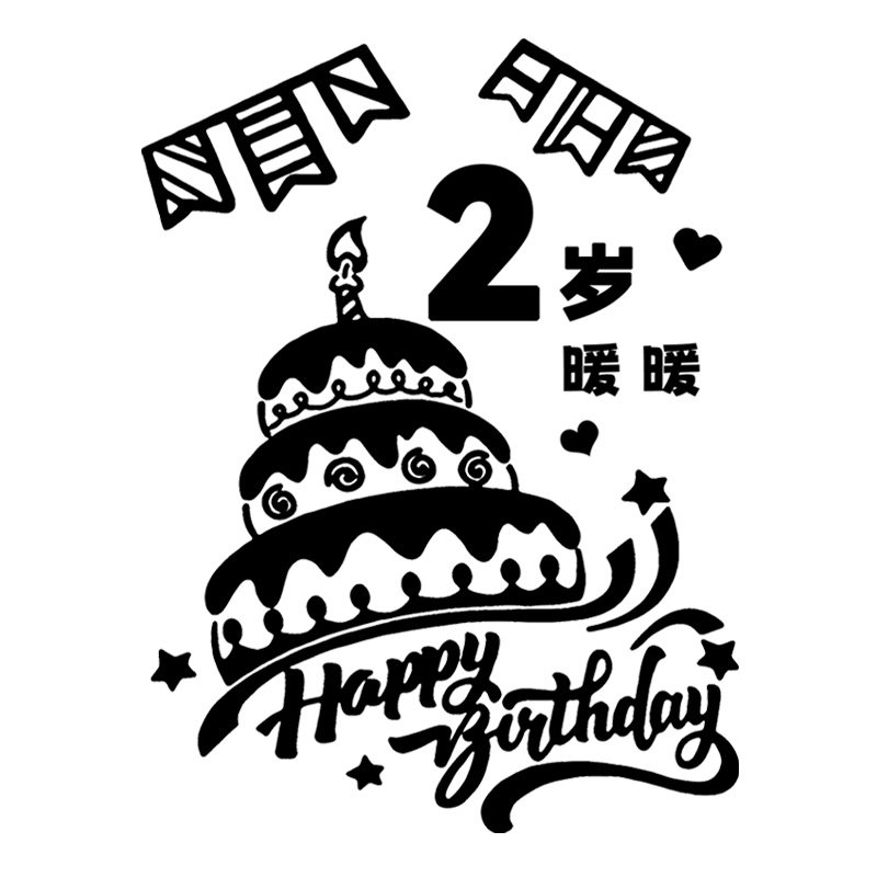2岁创意生日画宝宝生日快乐涂鸦画板可撕diy儿童三周岁场景布置