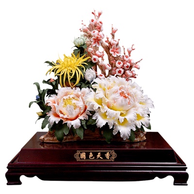 东方客厅陶瓷前台国色天香工艺品