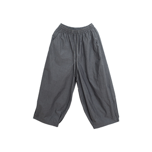 忘城H1250座/本质和现在/夏新款100%匹马棉灰色气球裤系带裤子女