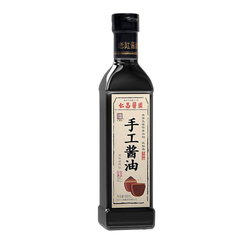 【仁昌酱园】传统古法酿造0添加酱油480ML炒菜凉拌*手工酱油