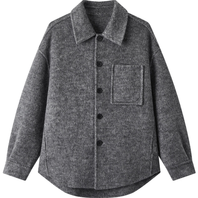 gxg.jeans男装 绵羊毛66%花灰口袋设计宽松短大衣外套 25年冬新品