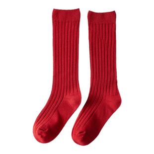 藏青深蓝色儿童长筒袜学生校服袜春秋及膝红色女童宝宝高筒小腿袜