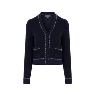 MARYLING玛俪琳春季新品午夜蓝V领针织开衫A1EBW08960