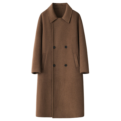 秋冬100%羊毛长款双面羊绒大衣