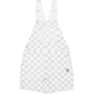 Aape旗舰店女装春夏猿人徽章格纹可调节背带短裤6869XAI