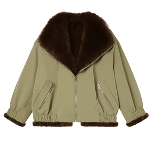 白鹿语复古仿皮草派克服25秋冬新款加绒加厚保暖洋气毛绒夹克外套
