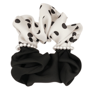 阿吉豆发圈波点格纹弹性头绳黑色大肠发圈女款扎头皮筋发简约发饰