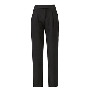 逸阳2025冬季新款西装裤直筒宽松显瘦通勤哈伦烟管休闲裤大码黑色