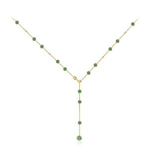 若华珠宝莹灵=国潮满天星和田玉碧玉项链女18K金玉石锁骨链吊坠礼