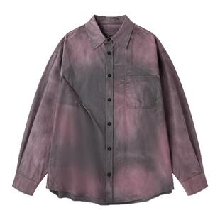 BJHG不计后果美式扎染衬衫外套男款内搭冬季慵懒风纯棉长袖衬衫女