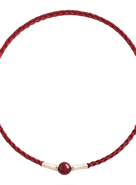 朱砂红绳手链s925银竹节转运珠