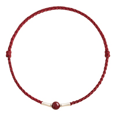 朱砂红绳手链s925银竹节转运珠